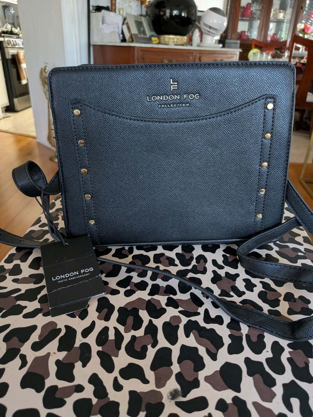 London Fog Taylor Studded Crossbody Bag in Black
